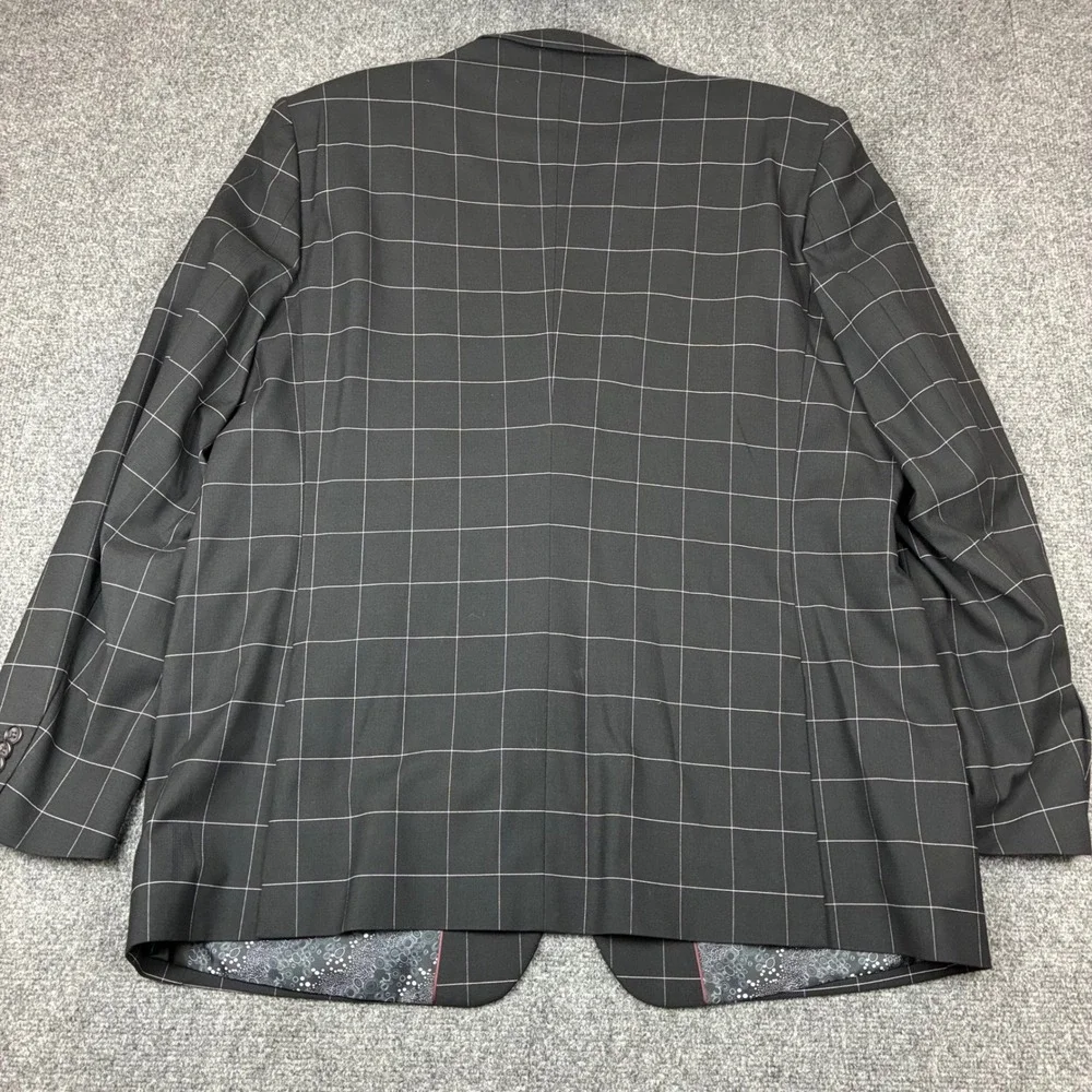 Kilburne & Fitch Mens 50L Black Windowpane Check 2 Piece Suit Blazer Trousers